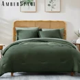 thumbnail image 6 of Amberspace Prewashed fabric 7-piece Bed in a Bag Comforter Set with Sheets,Dark green,Full, 6 of 7