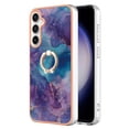 thumbnail image 2 of SaniMore for Samsung Galaxy S22 Case, Marble Pattern 3 in 1 Heavy Duty Shockproof Full Body Hard PC+IMD Bumper Drop Protective Women Girls Cover Rotating Ring Bracket Stand for Galaxy S22, Purple, 2 of 10