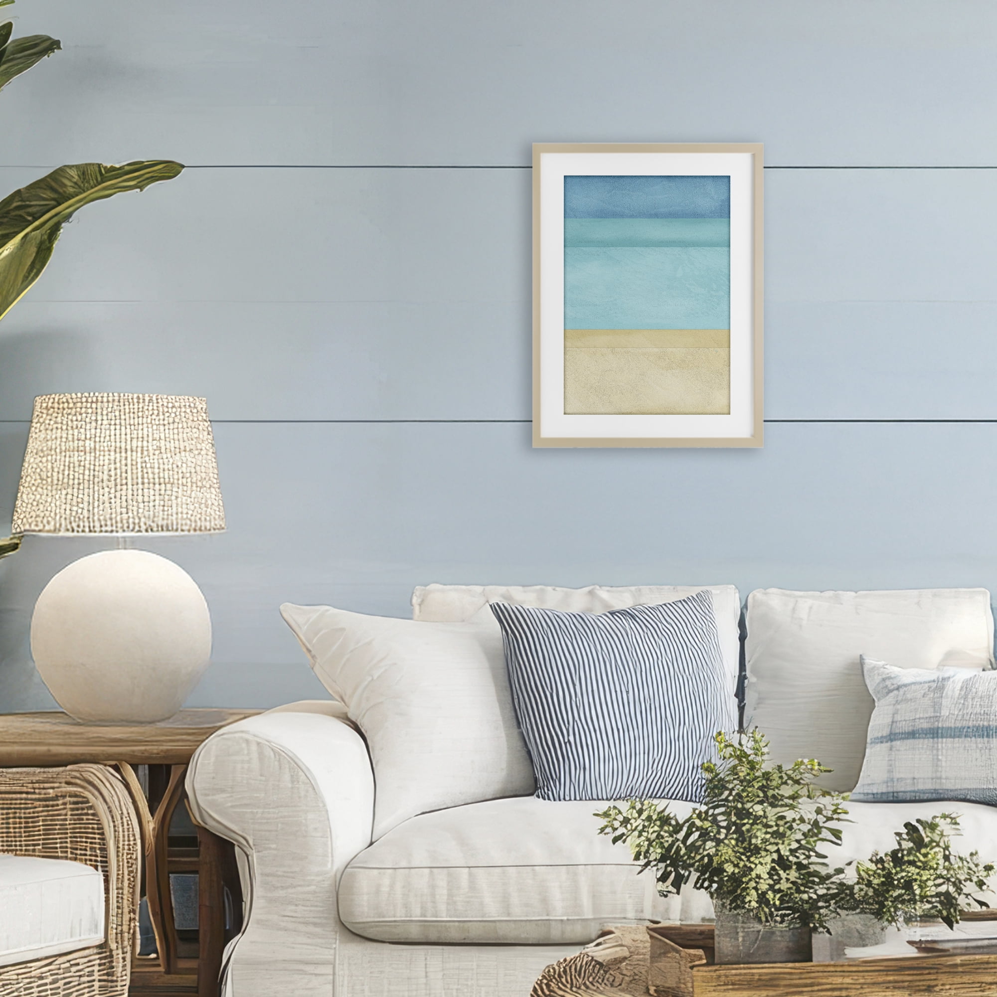 Stupell Industries Abstract Beach Coastal Color Block Birch Framed Print Under Glass, design by Martina Pavlova