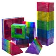 thumbnail image 3 of MAGEES Magnetic Building Blocks 100 Set - Magnet Toys Building, Strongest Magnets - Magnetic Tiles Includes Bonus 13 Piece Insert Alphabet Cards - STEM 3D Magnet Tiles - Original Magees - By Play22, 3 of 7