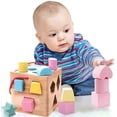 thumbnail image 2 of Juguete para niños pequeños clasificador de colores de formas - Juguete de madera para niños pequeños Reconocimiento de colores Tapa de cubo de clasificación de formas para niños pequeños Aprendi, 2 of 5