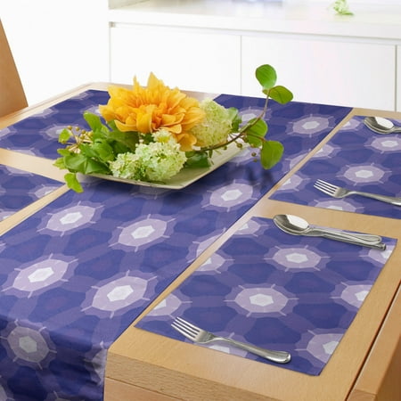 

Abstract Table Runner & Placemats Unusual Dreamy Pattern with Shapes Set for Dining Table Decor Placemat 4 pcs + Runner 12 x72 Blue Violet Pastel Purple by Ambesonne