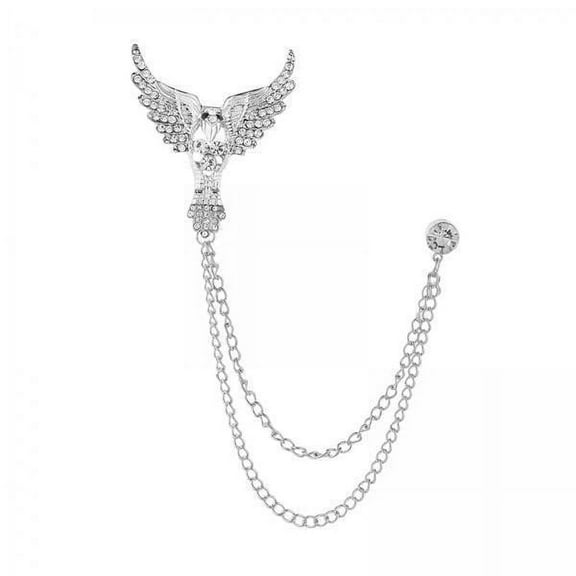 hengtong 2xSuit Brooch with Chain Metal Men's Lapel Brooch for Dress Tuxedo Accessories