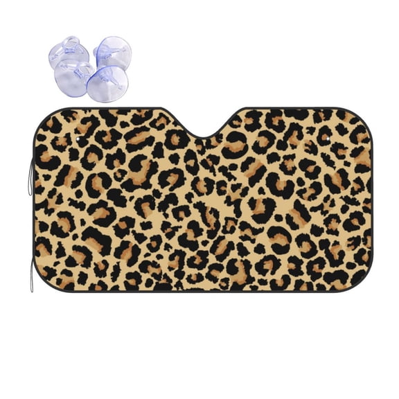 Kdxio Leopard Print Print Front Windshield Sun Shade,Folding Auto Sunshade for Car Truck SUV-Small