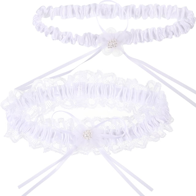 Minnieouse 2 pack/lote Liga de boda cómoda con aplicación amplia anillo para pierna lazo para pierna nupcial diario Accesorios de disfraces Negro