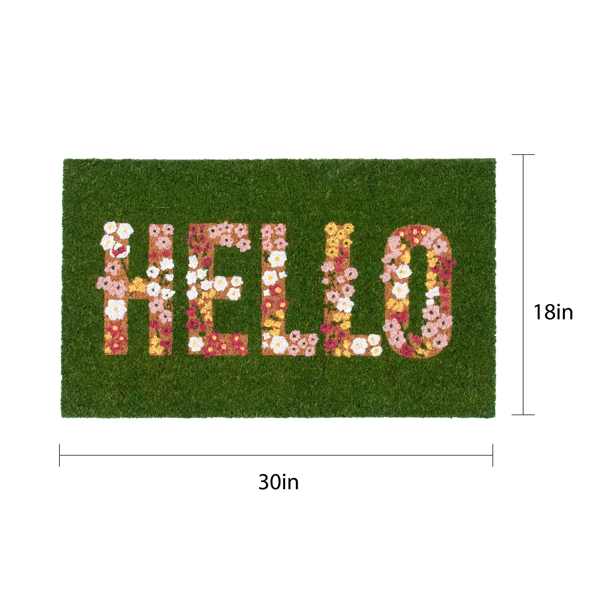 Mainstays Hello Flower Garden Outdoor Coir Doormat, 18 in x 30 in