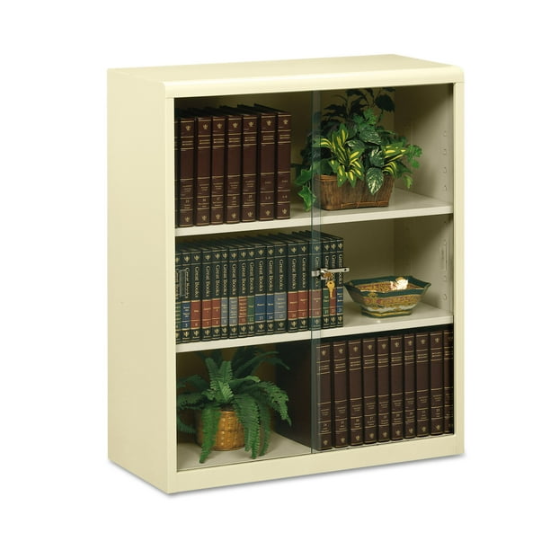 Tennsco Executive Steel Bookcase With Glass Doors, ThreeShelf, 36w x