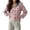 Pink, variant on Womens Polka Dot Cardigan Denim Collared Long Sleeve Patchwork Knit Sweater Button Down Tops For Casual Workout