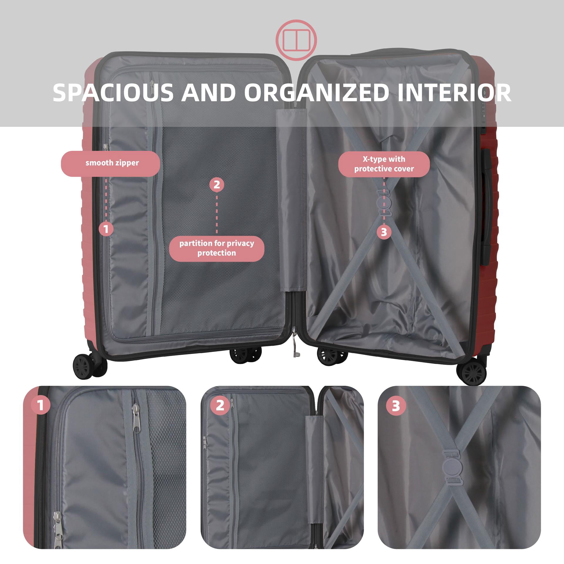 3-Piece Luggage Sets (20''/24"/28"), Scratch-Resistant Hardside PP Suitcase with 3-Digit TSA Lock