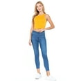 thumbnail image 4 of ShezPretty Women's Basic Sleeveless Halter Neck Tank Crop Top (Small, Mustard), 4 of 5