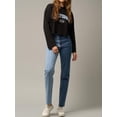 thumbnail image 6 of High Waist Two Tone Raw Hem Straight Jeans, 6 of 8