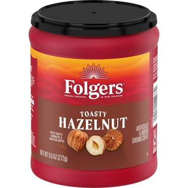 Folgers Toasty Hazelnut Artificially Flavored Ground Coffee, 9.6 oz Canister