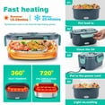 thumbnail image 2 of 60W Adult Electric Lunch Box, 1.5L 3-In-1 Portable Lunch Box Heater For Work, Suitable For Heating Lunch Box Food In Car/Truck/Office, Fast Heating, Leakproof, Portable,School Supplies, 2 of 5