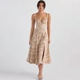 thumbnail image 1 of Robe Gainante à Taille Mi-Haute à Bustier Floral, Robe d'Été Confortable à Bustier, Ajustée, Moulante, Élégante, Ligne A, Été, Fente Haute, Robe Midi de Soirée, 1 of 7