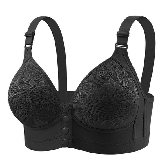 Bras for Women Front Button Thin Breathable Wire Free Support Bralette Floral Print Wide Strap Style Light Breathable Fabric Ladies Underwear Everyday Lingerie