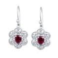 thumbnail image 2 of Sterling Silver with Ruby and White Topaz Dangle Earrings, 2 of 3