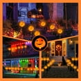 thumbnail image 2 of Upgraded 2 Pack Halloween Solar Pumpkin Lights Outdoor Decorations,More Modes Waterproof Halloween Pathway Stake Lights with Colorful LEDs, Pumpkin Decor for Garden, Yard, Party, Multicolor, 2 of 6
