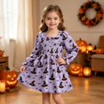thumbnail image 2 of Likimi Toddler Girls Hallowmas Dress Square Neck Long Sleeve Halloween Cartoon Print For Party Fashionable Dresses Size 12M, 2 of 8