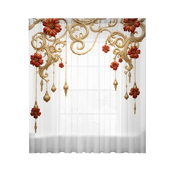 Lilixerw Printed Christmas Window Curtain,Xmas Holiday Curtain Decor for Living Room Bedroom,39x51in Festive Themed Scene Setup Curtain