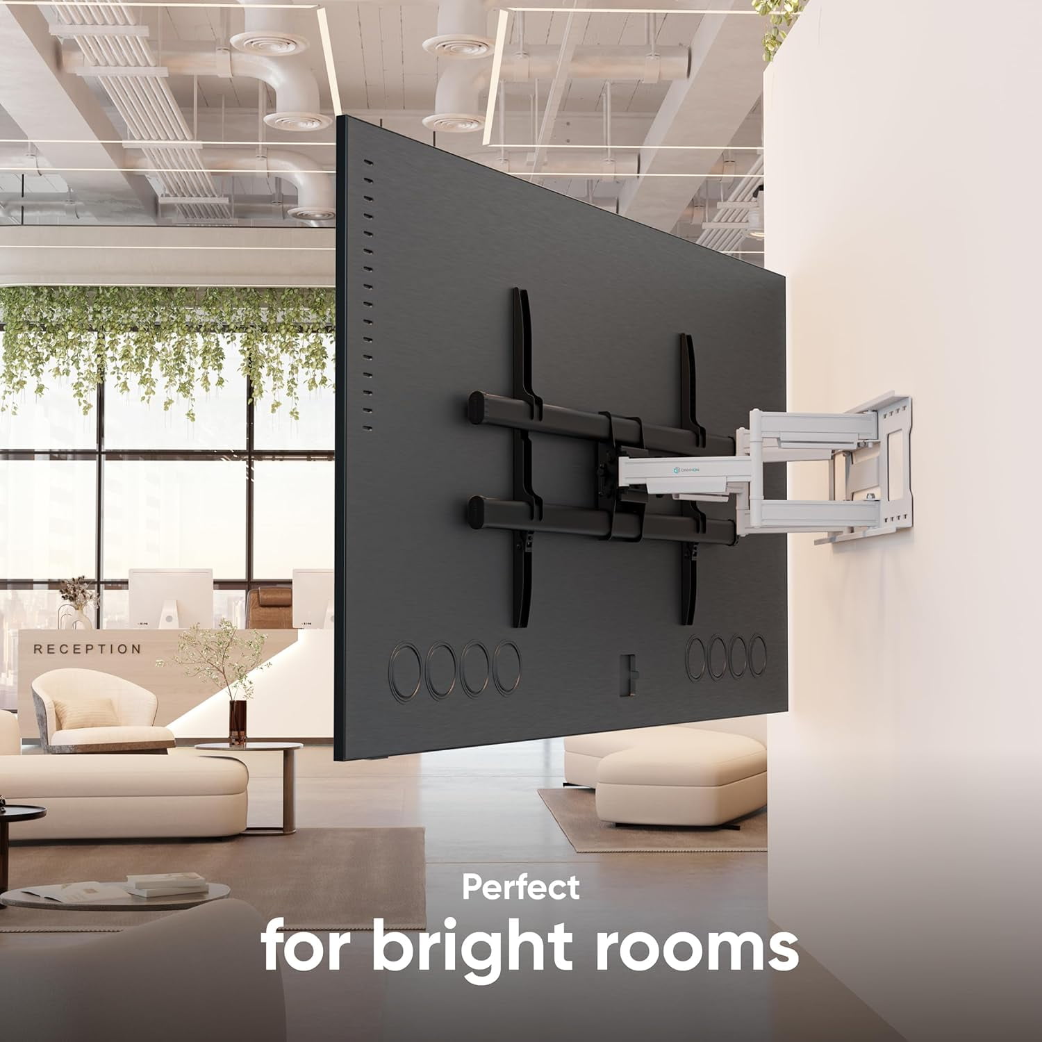 ONKRON Full Motion TV Wall Mount for 42-120 Inch Screen up to 220 lbs, Large Heavy Duty TV Mount Extending, VESA 200x100-1000x600, Tilt and Swivel Television Mount Bracket, Black-White