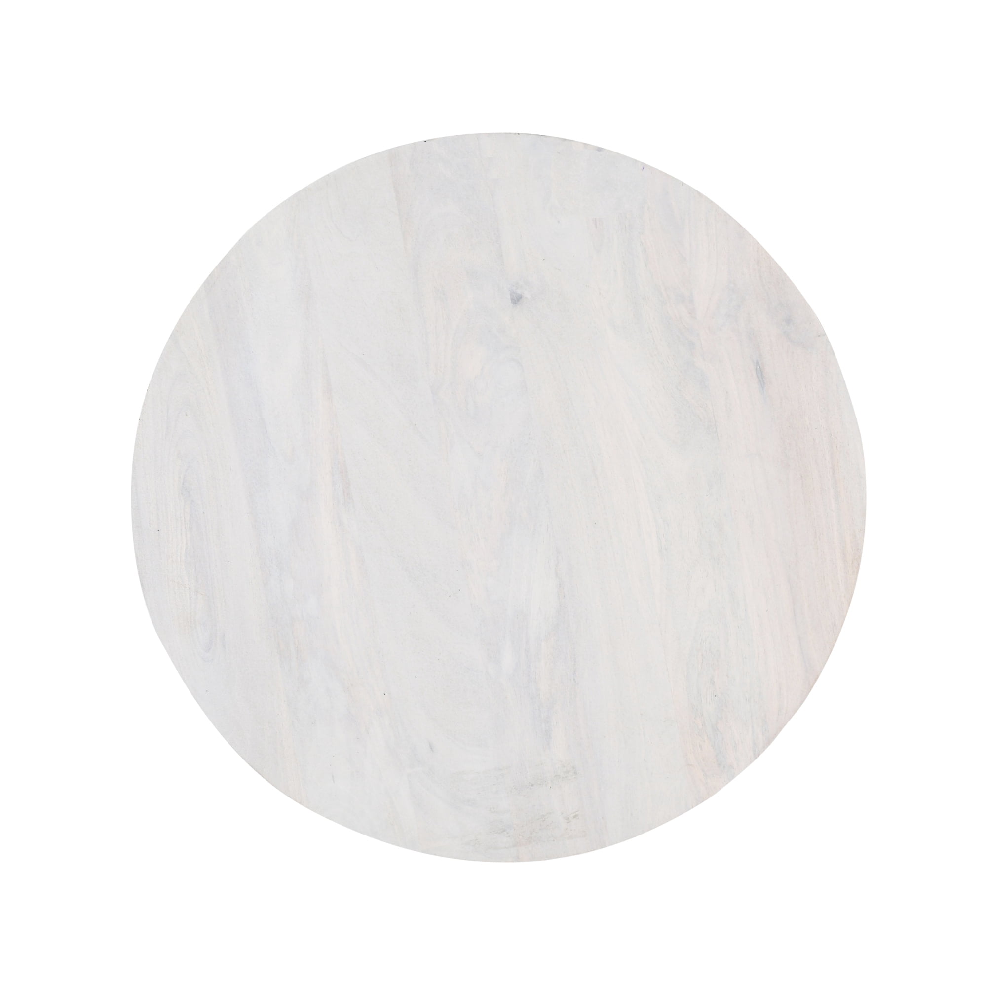 Ox Bay Theodore 36" Round Wood Coffee Table with Cane Screen Base, Whitewashed Finish