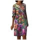 thumbnail image 1 of Vestido HUOGUO, de moda casual, con cuello en V, estampado holgado, para mujer, 1 of 3
