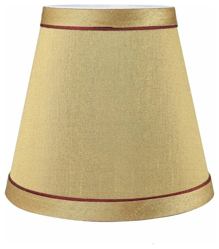 Urbanest Gold Faux Silk Chandelier Lamp Shade, 3x5x4.5", Burgundy Trim