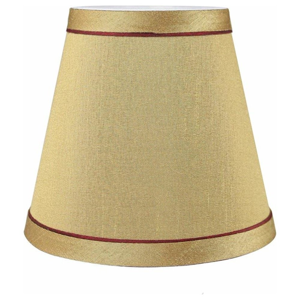 Urbanest Gold Faux Silk Chandelier Lamp Shade, 3x5x4.5", Burgundy Trim