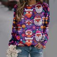 thumbnail image 2 of Jamicy Chandails en Molleton Col Rond Cadeau de Noël Chandail en Molleton de Noël Mignon Imprimé de Vacances Manches Longues Col Rond Pull 2024 Pulls de Noël, 2 of 7