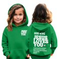 thumbnail image 2 of Xyxonk Jesus Loves You Hoodie for Kids Fall Winter Fashion Hoodies 2025 Preppy Letter Print Long Sleeves Pullover with Pockets Cute Clothes 3-16 Years Green, 2 of 7