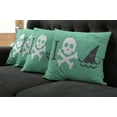 thumbnail image 5 of Ambesonne Green Throw Pillow Cover 4 Pack, Skull Shark Marine Words, 18", Green White, 5 of 5