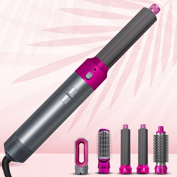 Peggybuy 5 in 1 Blow Dryer Brush 3 Temperature Settings Blow Hair Curler Set Styling Tool