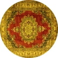 thumbnail image 1 of Ahgly Company Machine Washable Indoor Round Medallion Yellow Traditional Area Rugs, 7' Round, 1 of 4