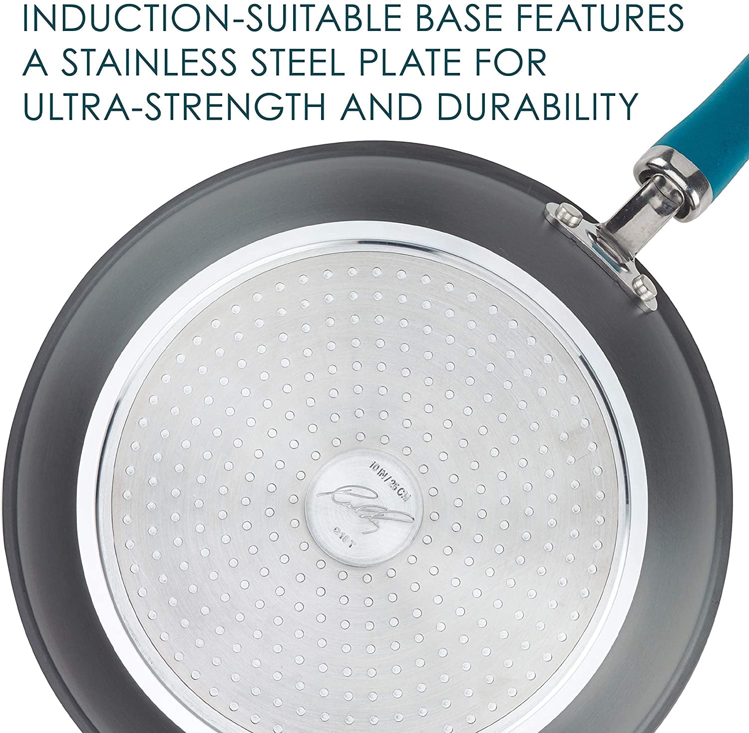 Rachael Ray 11 Piece Create Delicious Nonstick Pots and Pans Set, Teal Handles