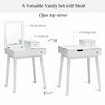 thumbnail image 5 of Costway Vanity Dressing Table Flip Desk Furniture Stool 2 White, 5 of 10