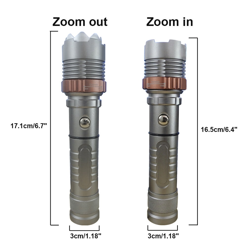 2-Pack Rechargeable LED Flashlights 5 Modes Zoomable 100m Range for Camping Hiking Emergency, Aluminum Alloy 6.5in Tactical Handheld Torch with 18650 Batteries and Dual Chargers Included Outdoor Gear