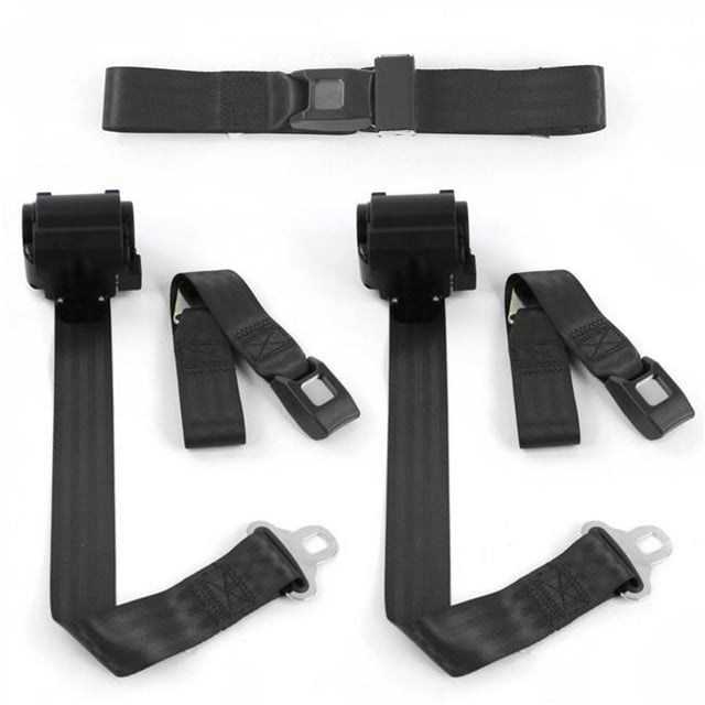 SafeTBoy 663602 Chevy II 1962-1965 Kit de Ceinture de Sécurité Rétractable Noir à 2 Points - 3 Ceintures