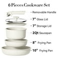thumbnail image 3 of Carote 6 Pcs Nonstick Pots and Pans, Cookware Set with Detachable Handle, Oven Safe, Stackable Kitchen Cookware, White, 3 of 8