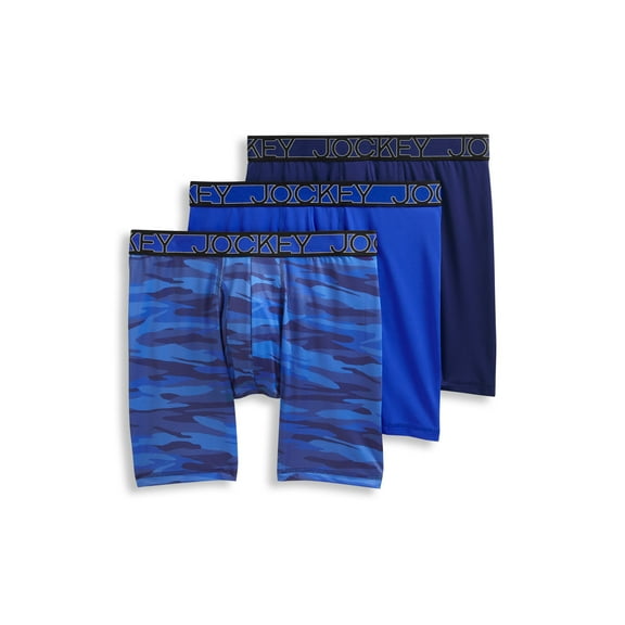 Jockey Men's Active Microfiber 9" Long Leg Boxer Brief - 3 Pack