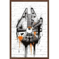 Star Wars: Saga - Falcon Black And Orange Wall Poster, 14.725" x 22.375", Framed