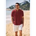 thumbnail image 2 of COOFANDY Mens Summer Henley Shirts Button Vacation Shirt Collarless Casual T-Shirts, 2 of 6