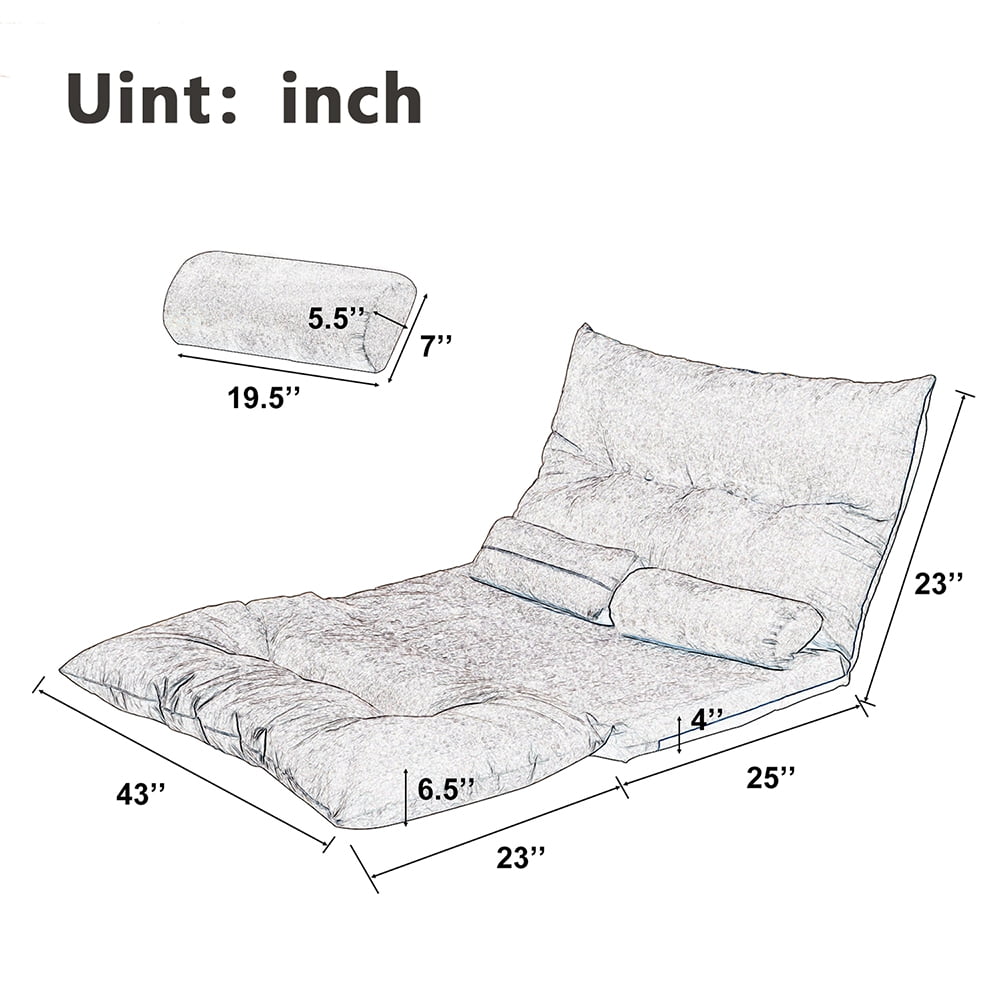 Kepooman Futon Sofa, Adjustable Folding Sofa Bed with Two Pillows, Lounge Sofa for Home Hotel Kepooman Futon Sofa, Adjustable Folding Sofa Bed with Two Pillows, Lounge Sofa for Home Hotel