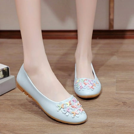 

ERTUTUYI Fashion Spring And Summer Women Casual Shoes Low Heel Soft Sole Comfortable Flower Flat Lightweight Sky Blue 38