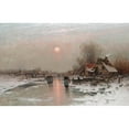 thumbnail image 2 of Johann Jungblut 18x13 Black Ornate Wood Framed Double Matted Museum Art Print Titled - Dutch Peasants on a Frozen Waterway at Sundown, 2 of 5
