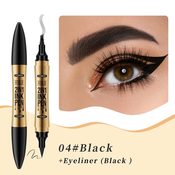 Eyebrow Pencil, Microblading Eyebrow Pencil, Sweat-Proof Long-Lasting Eyebrow Contouring Pen with 4-Prong fork Tip and Spoolie Brush, Easy To Use Natural Look Makeup Tool