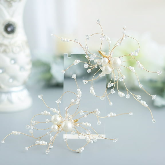 MEIBUTYUP 2Pcs Elegant Hair Jewels for Women Bridal Accessories Special Occasion Golden Hair Clips