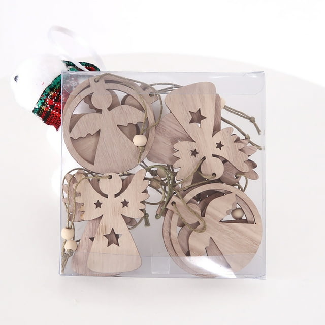 Juego de 12 piezas de adornos navideños Decoración de árbol de Navidad de madera Colgante Adornos de bricolaje Wmkox8yii gf5954
