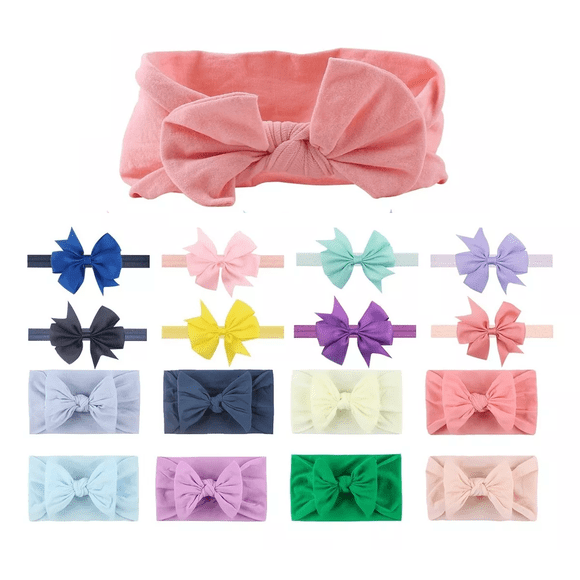 Diademas De Lazo De Nailón Para Bebé bandas 16 Piezas, MULTICOLOR