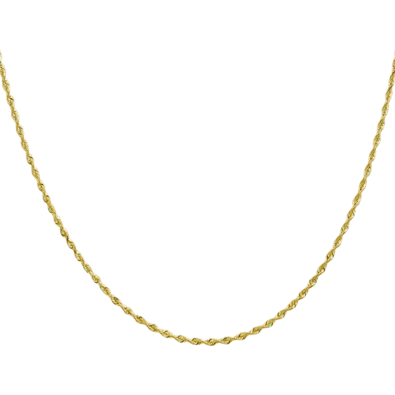 10K Solid Yellow Gold 1.85mm Quadruple Rope Chain Twisted Link Necklace