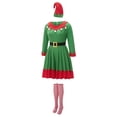 thumbnail image 3 of Diconna Femmes Noël Elf Costumes Robes avec Ceinture Bas Rayés et Ensemble de Chapeaux pour Cosplay Jeu de Rôle Tenues de Fête, 3 of 9